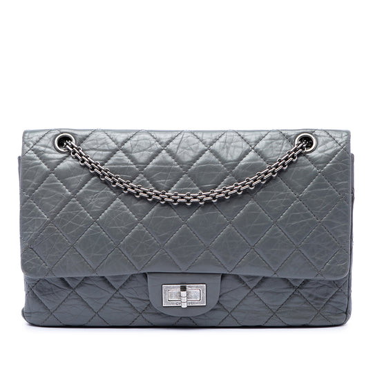Chanel Reissue 2.55 Double Flap 227 Gray Calfskin Silver