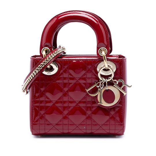 Dior Lady Dior Mini Red Patent Leather