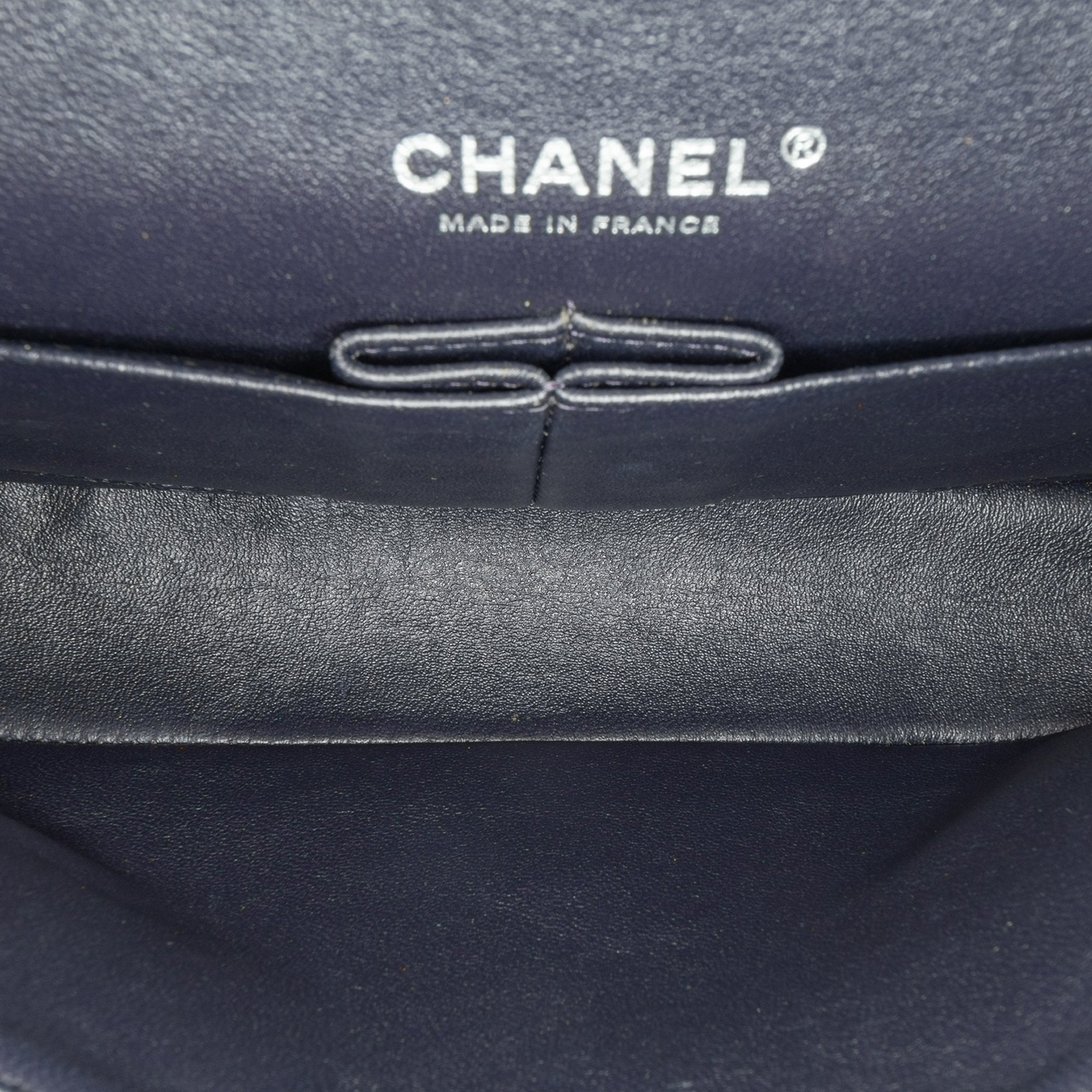 Chanel Classic Double Flap Medium Navy Blue Lambskin Silver