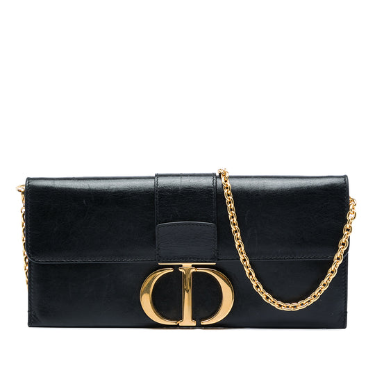 Dior Montaigne 30 Clutch with Chain Black Calfskin