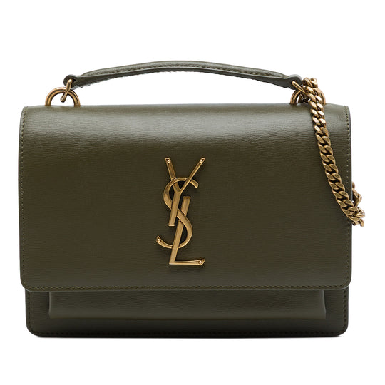 Saint Laurent Sunset Wallet on Chain Mini Green Calfskin
