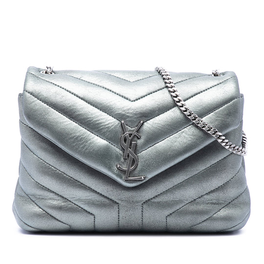 Saint Laurent LouLou Small Silver Metallic Calfskin