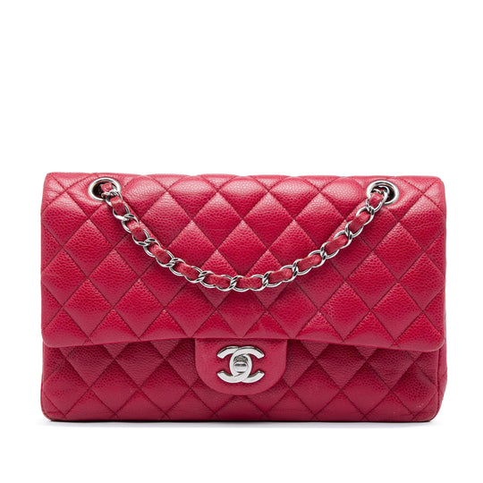 Chanel Classic Double Flap Medium Red Caviar Silver