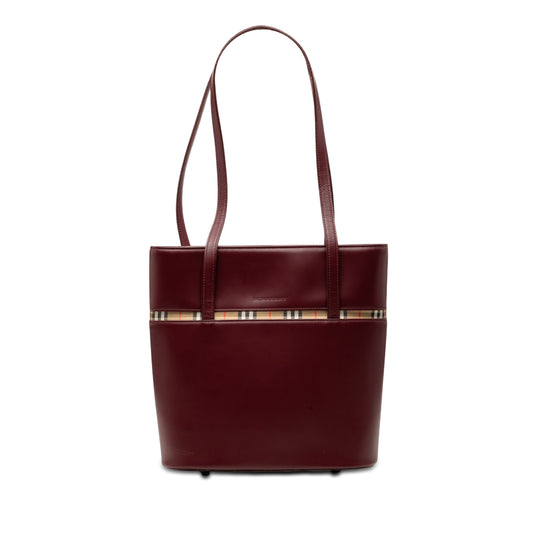 Burberry House Check Shoulder Red Calfskin