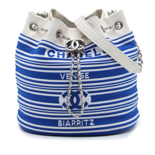 Chanel Venise Biarritz Blue and White Fiber and Lambskin