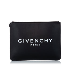 Givenchy Logo Clutch Black Leather