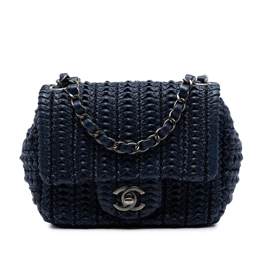 Chanel Paris Seoul Mini Crochet Single Flap Mini Blue Lambskin