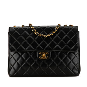 Chanel Classic Single Flap Jumbo Black Lambskin Gold