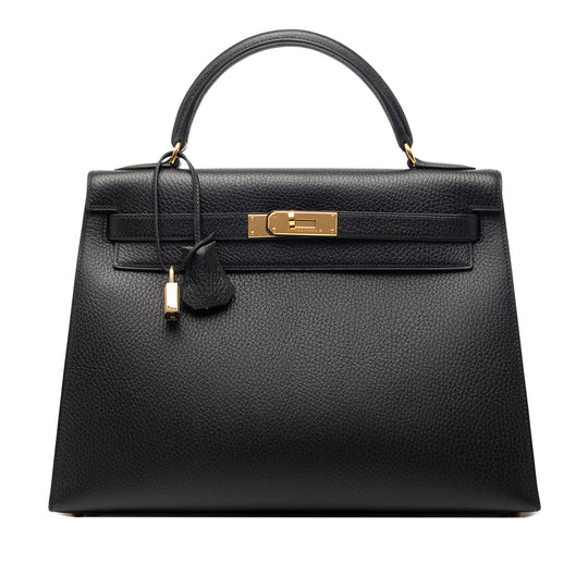 Hermès Kelly Sellier 32 Black Ardennes Palladium