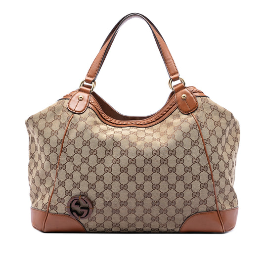 Gucci Brick Lane Medium Beige GG Canvas Calfskin