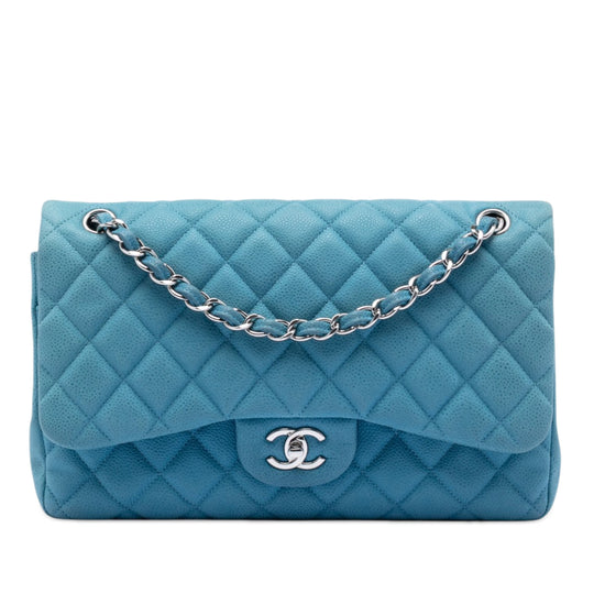 Chanel Classic Double Flap Jumbo Blue Caviar