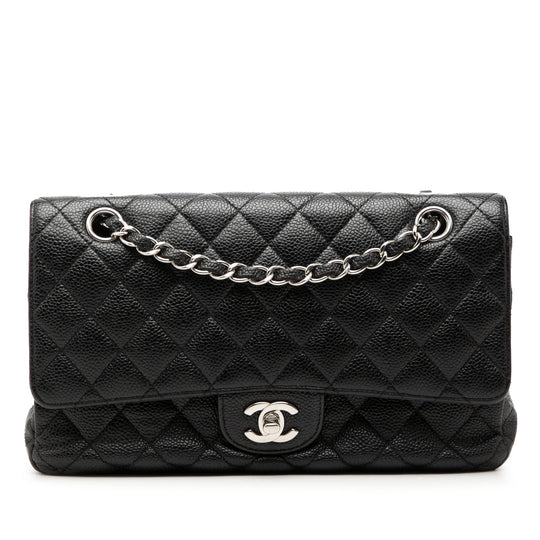 Chanel Classic Double Flap Medium Black Caviar Silver