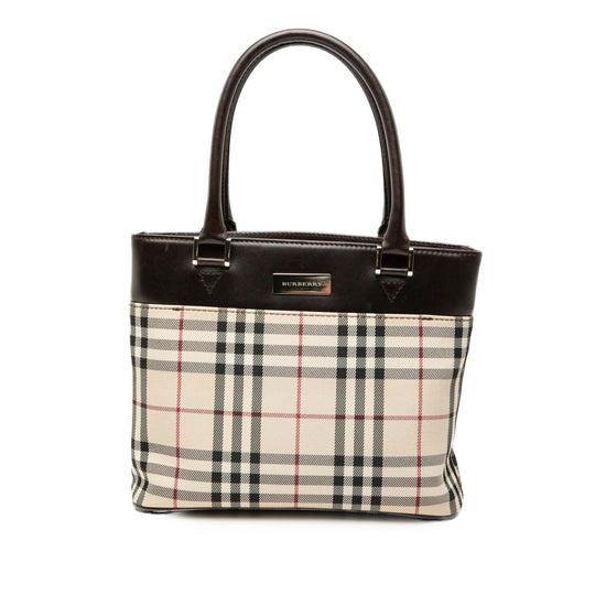 Burberry Tote Bag Beige House Check Canvas Calfskin