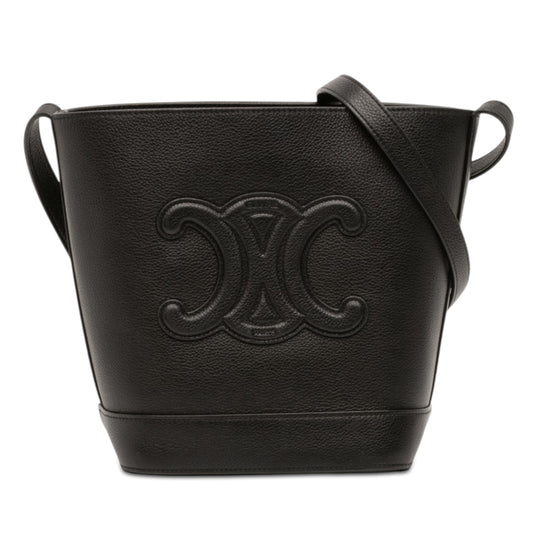 Celine Triomphe Bucket Small Black Calfskin