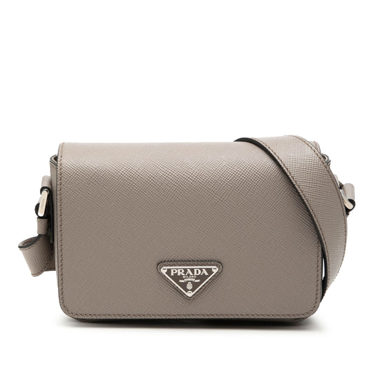 Prada Saffiano Crossbody Grey Saffiano Leather