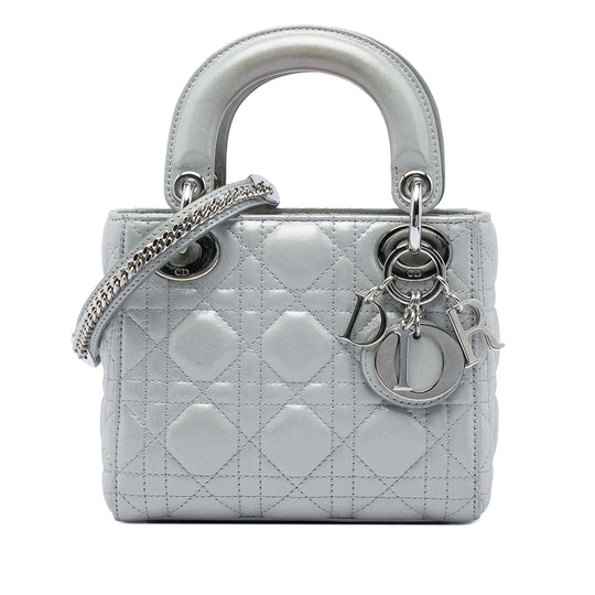 Dior Lady Dior Mini Silver Lambskin