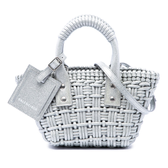Balenciaga Bistro Basket XXS Silver Faux Leather