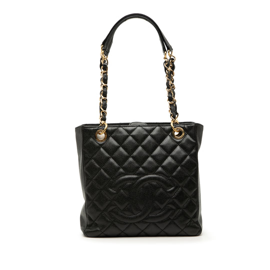 Chanel PST Petite Shopping Tote Black Caviar Gold