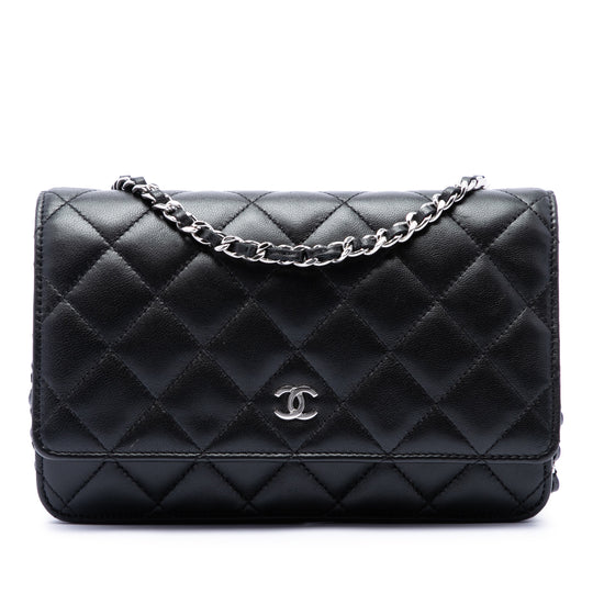 Chanel WOC Wallet On Chain Black Lambskin Silver