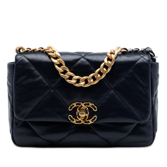 Chanel 19 Flap Medium Blue Lambskin Gold