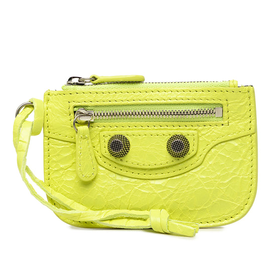 Balenciaga Le Cagole Coin Purse Yellow Lambskin