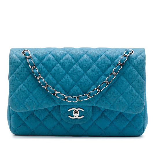 Chanel Classic Double Flap Jumbo Blue Caviar