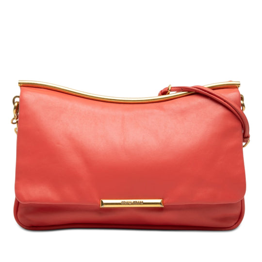 Miu Miu Frame Flap Chain Crossbody Orange Nappa Leather Gold