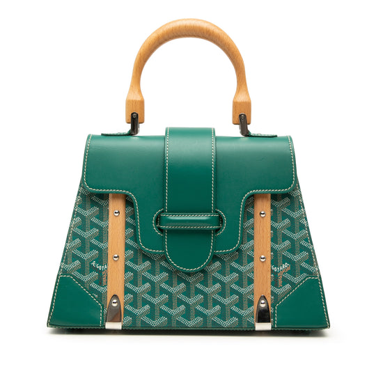 Goyard Saigon PM Green Coated Canvas