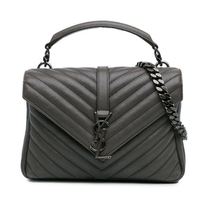 Yves Saint Laurent College Medium  Grey Chevron Leather