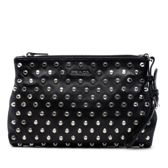 Prada Clutch Black Studded Calfskin