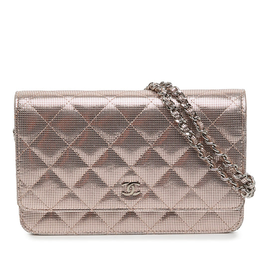 Chanel Wallet On Chain Pink Quilted Calfskin Metallic Pixel Effect