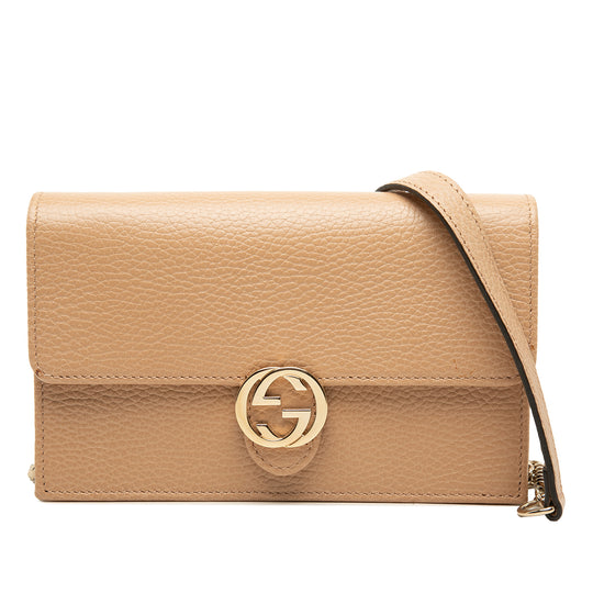 Gucci Interlocking G Wallet on Chain Brown Calfskin