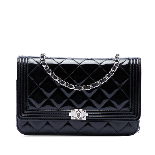 Chanel Boy Wallet on Chain Black Patent Leather