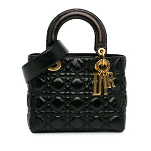 Dior Lady Dior Lucky Badges Small Black Patent Cannage Lambskin