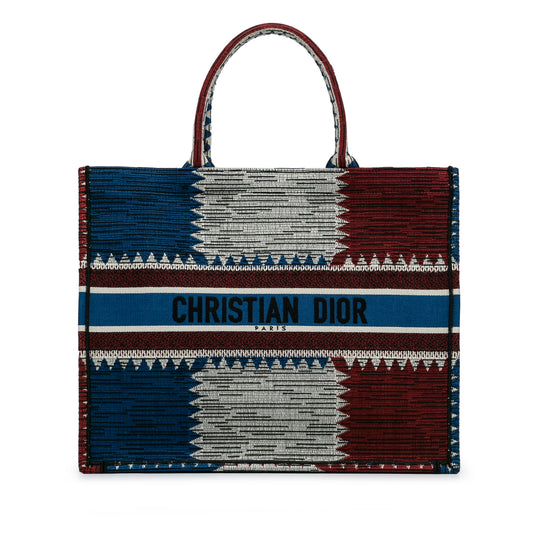 Dior Book Tote French Flag Large Blue Canvas