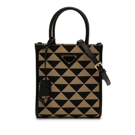 Prada Symbole Triangolo Mini Brown Jacquard Calfskin