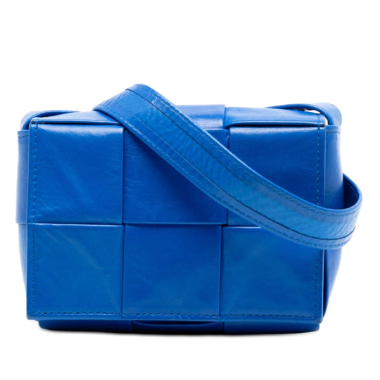 Bottega Veneta Maxi Intrecciato Cassette Extra Mini Blue Nappa Leather