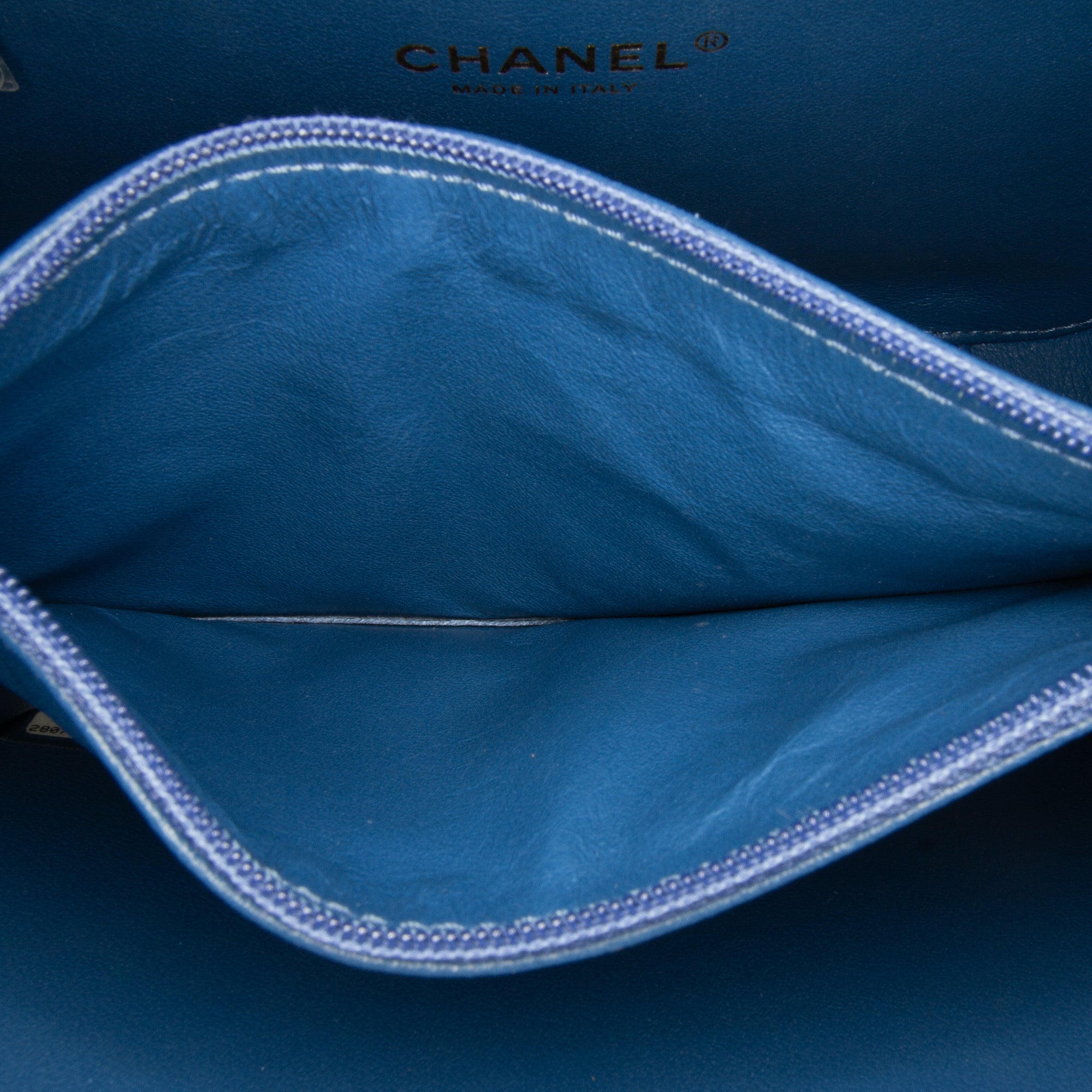 Chanel CC Filigree Vanity Case Blue Caviar Gold