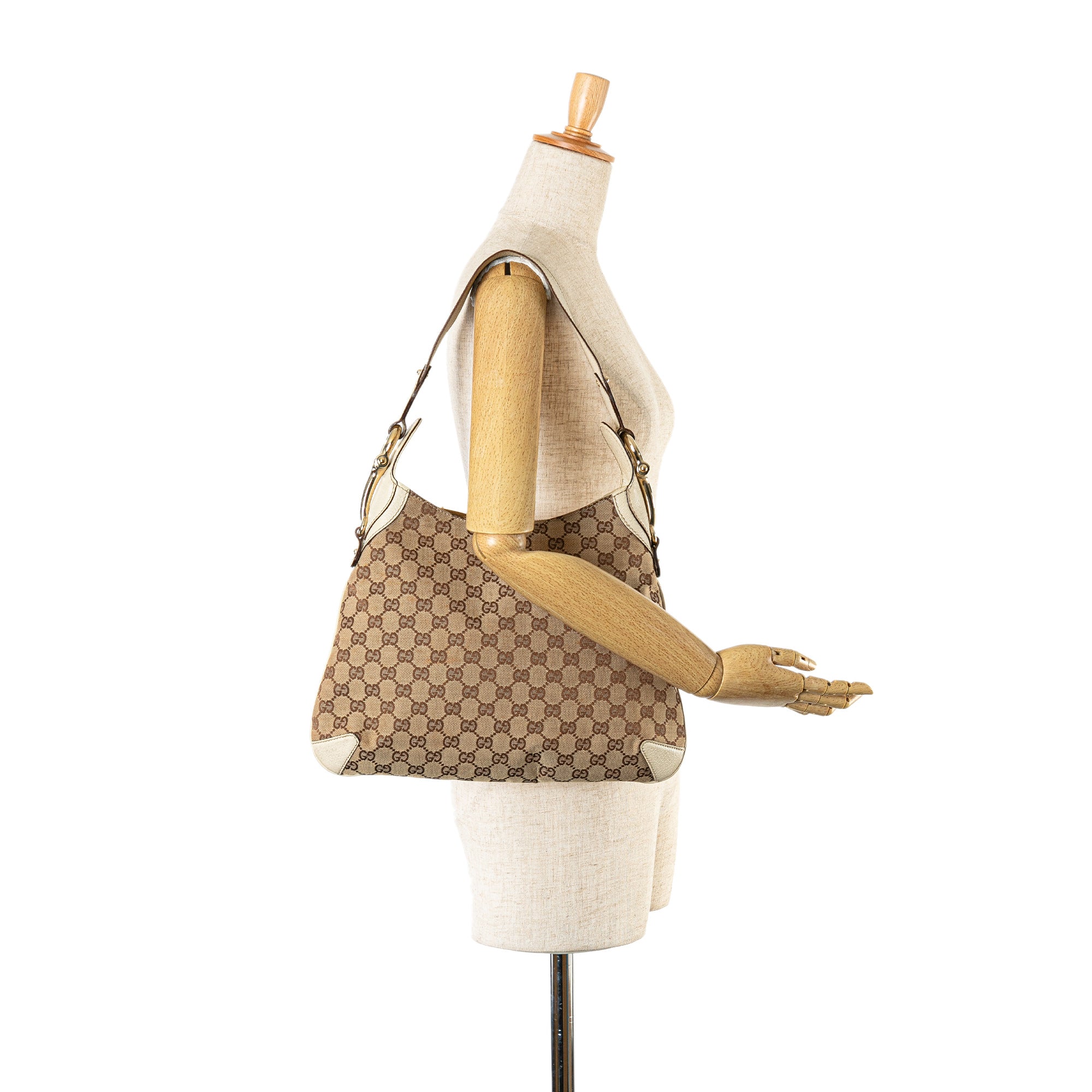 Gucci Creole Hobo Brown GG Canvas Horsebit