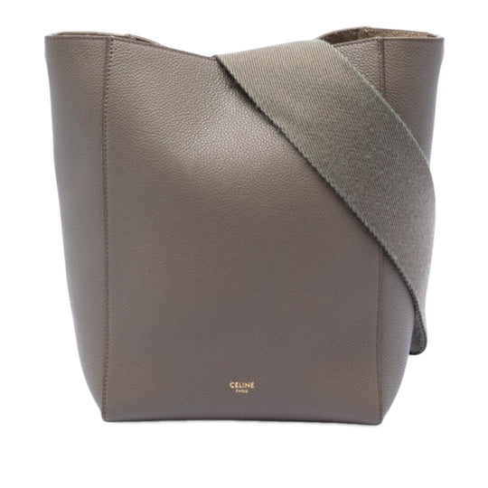 Celine Seau Sangle Small Brown Calfskin