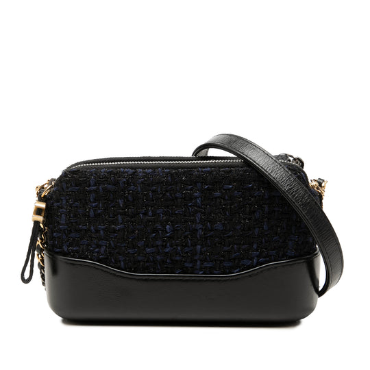 Chanel Gabrielle Double Zip Clutch Black Tweed Calfskin