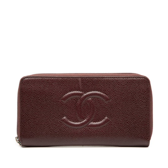 Chanel Zip Around Wallet Red Caviar