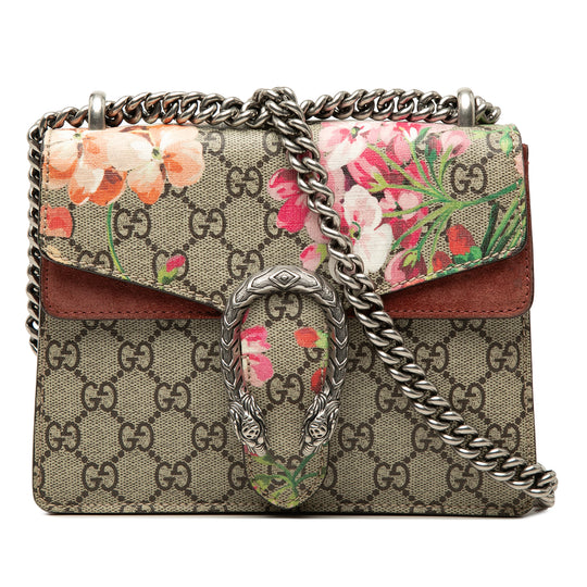 Gucci Dionysus Small Beige GG Supreme Blooms Canvas  Silver