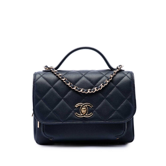 Chanel Business Affinity Top Handle Flap Mini Blue Caviar
