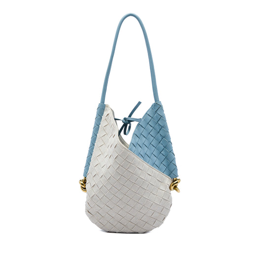Bottega Veneta Intrecciato Solstice Small Blue Nappa Leather Canvas
