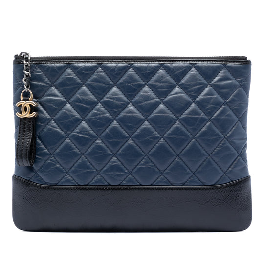 Chanel Gabrielle O Case Clutch Medium Blue Calfskin