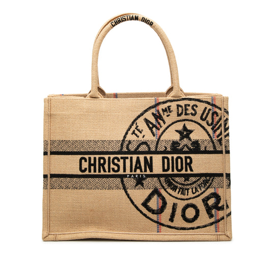Dior Book Tote Medium Beige Jute