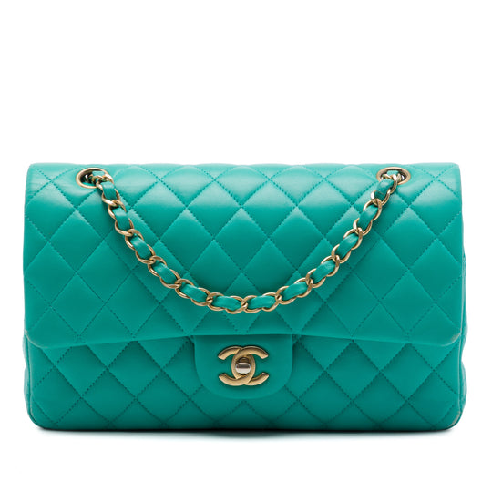 Chanel Classic Double Flap Medium Green Lambskin