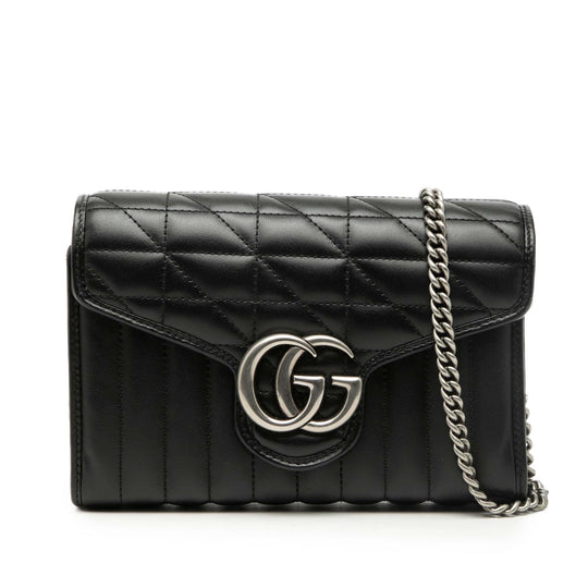 Gucci GG Marmont Wallet On Chain Black Calfskin