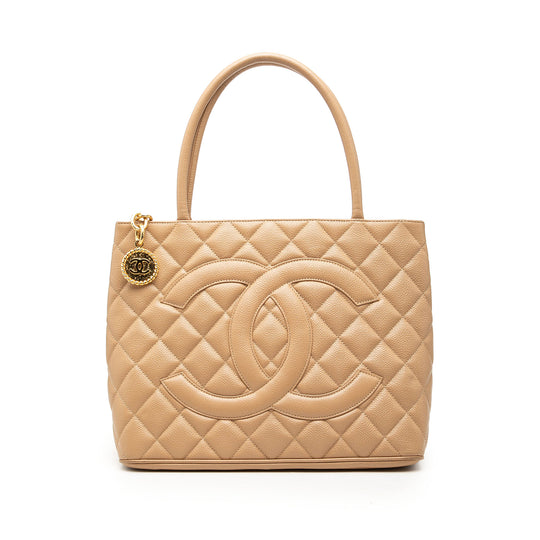 Chanel Medallion Tote Beige Caviar